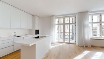 Moderne Küche im restaurierten denkmalgeschützten Haus